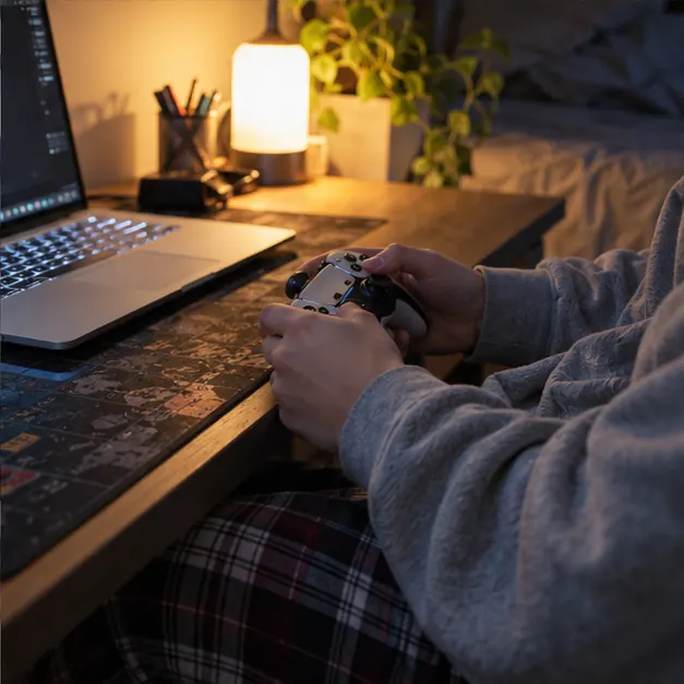 Illustrative photograph of a young person playing a game at home